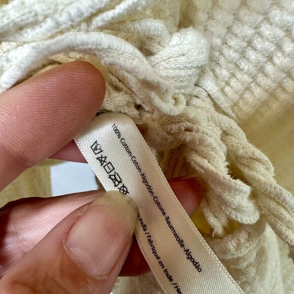 Free People FP One Interlaken Side Tie White L/S Waffle Thermal Knit Top Sz XL - Picture 11 of 12